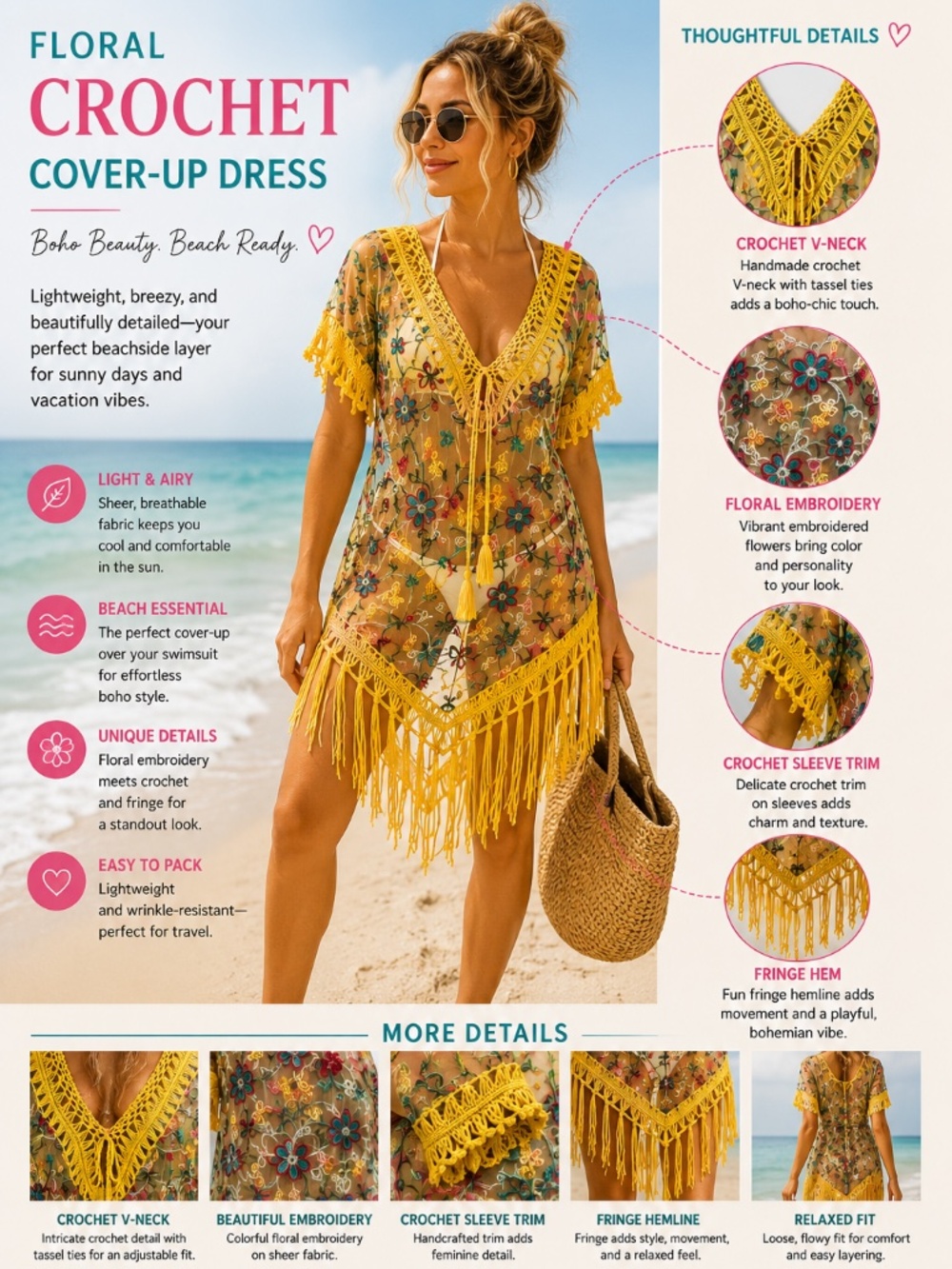 NWT- embroidered swimsuit cover up